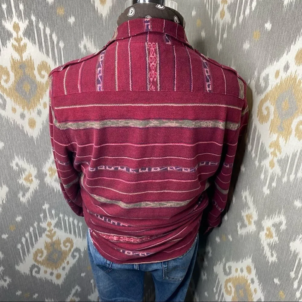 Polo Ralph Lauren Southwest Red Desert Print Cotton Mesh Knit Button Up Shirt
